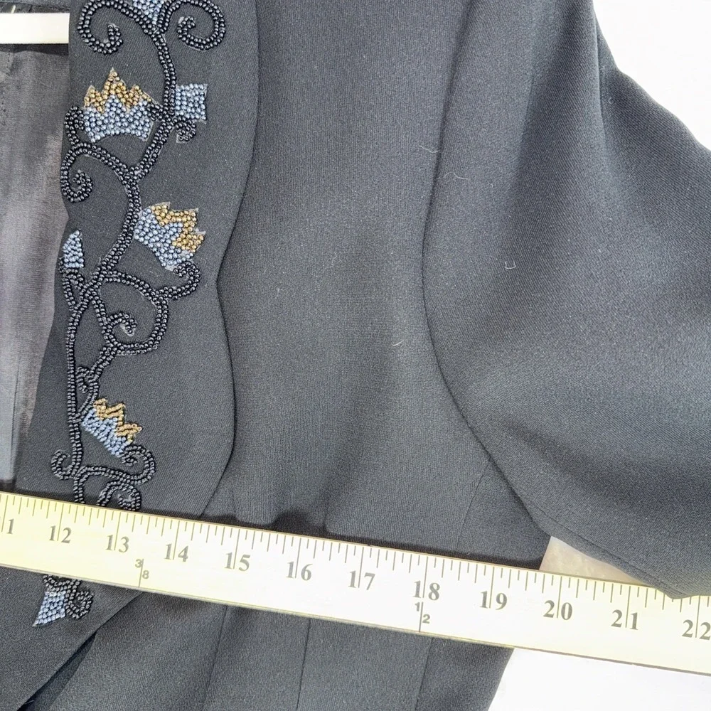 Vtg North American Frontier Black Beaded Western Cowgirl Blazer Sz L